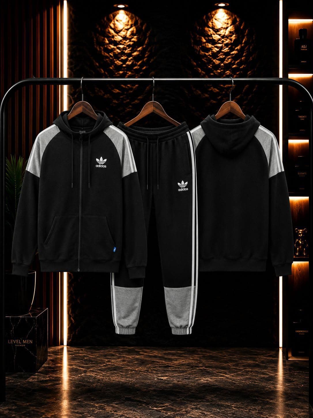 Conjunto Adidas Negro Gris 1